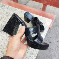 Dép Nữ gót siêu cao 10cm. Full da cá sấu trừ lót lòng chân!