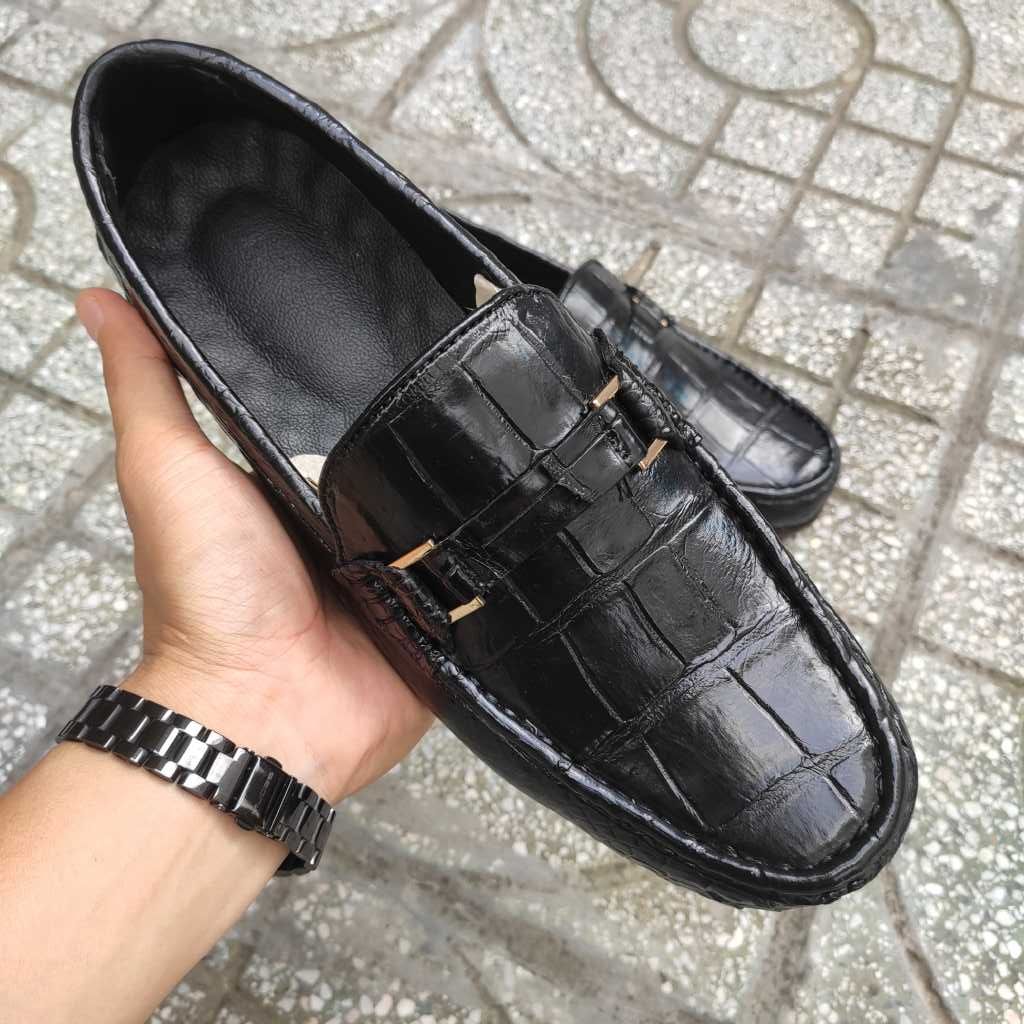 Giày lười đế Da sang trọng. Da bụng cá sấu siêu lớn!