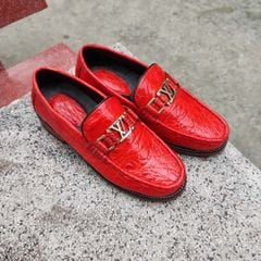 Giày nam Da cá sấu đỏ tươi nổi bật. Kiểu dáng trẻ trung thời thượng!