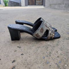 Dép cao gót Nữ Da Cá Sấu Nguyên Thủy. Gót vuông 5cm vừa vặn!