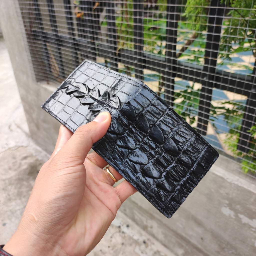 Ví cá sấu 2 mặt Size NHỎ 10.5*8.5 cm. Gai đuôi cá sấu rất bền!