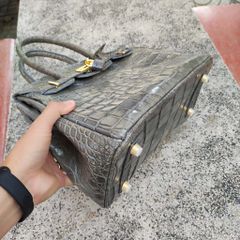 Túi xách cá sấu nữ màu Xám tro đẹp khó cưỡng. Size lớn 30cm!