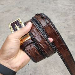 Thắt Lưng Cá Sấu [DÂY LIỀN NGUYÊN CON] Đan Viền Thủ Công Đẹp Bền Bỉ - TS131A (Mặt vàng)