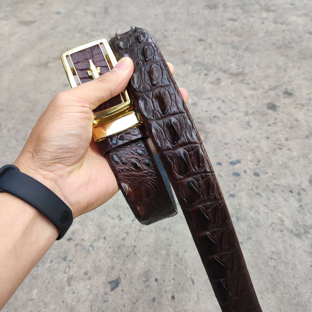 Thắt lưng cá sấu Gai Liền 4cm - Phiên Bản Cao Cấp (mặt vàng)