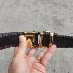 Thắt lưng da cá sấu nam [PHIÊN BẢN DÂY LIỀN 4.0 CAO CẤP] đan viền thủ công rất đẹp! N53N_V (mặt vàng)