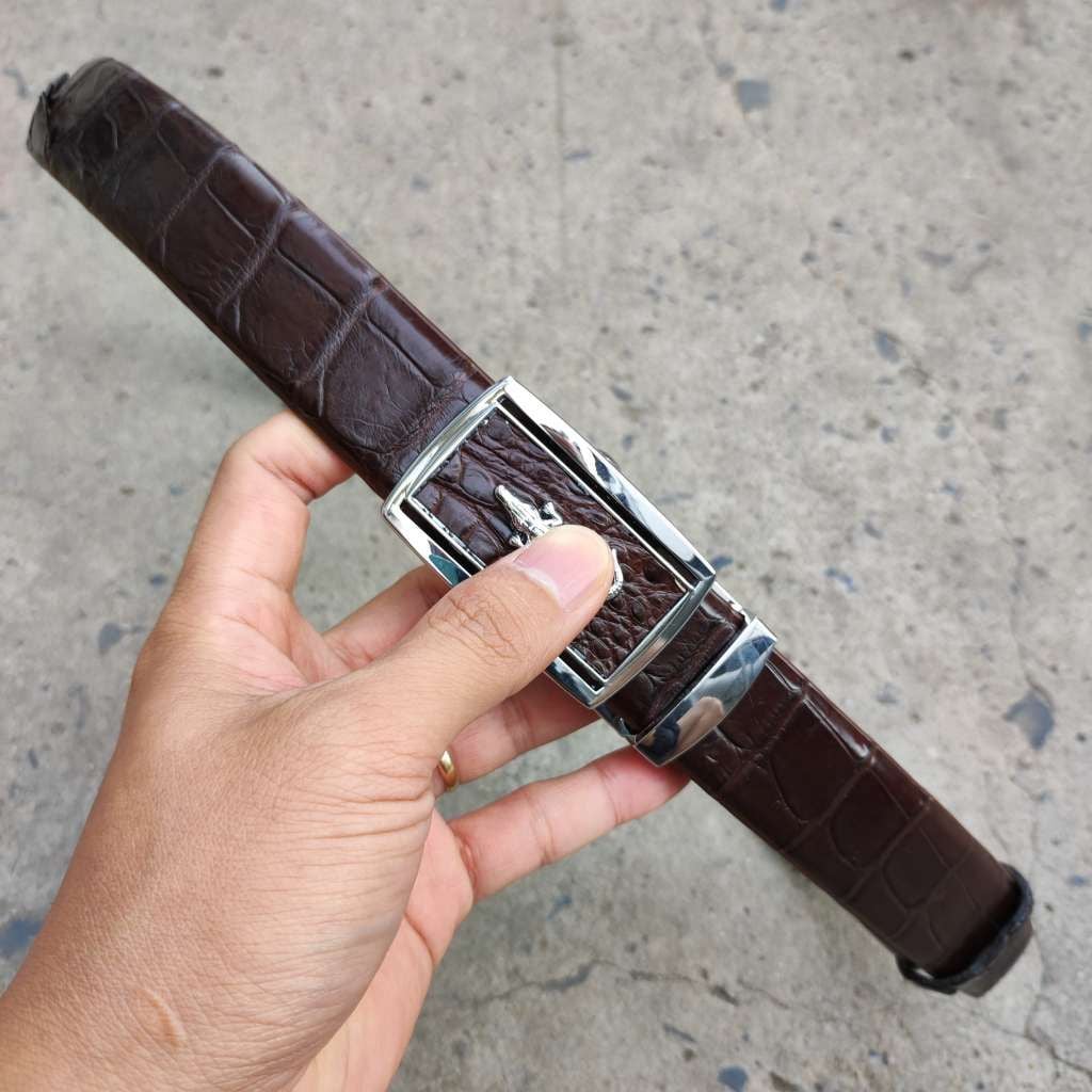 Dây nịt nam gai lưng cá sấu LIỀN NGUYÊN CON N24N1 (Mặt trắng)