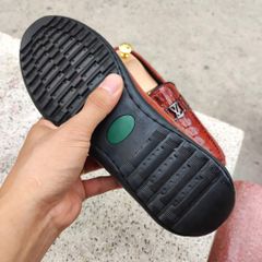Giày cá sấu vây đuôi nâu đỏ Đẹp khó cưỡng!