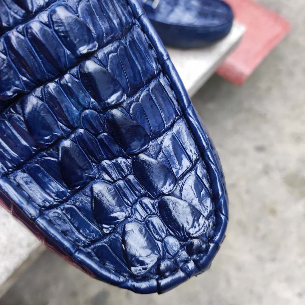 Giày lười nam Vây đuôi cá sấu Xanh navy CỰC CHẤT!