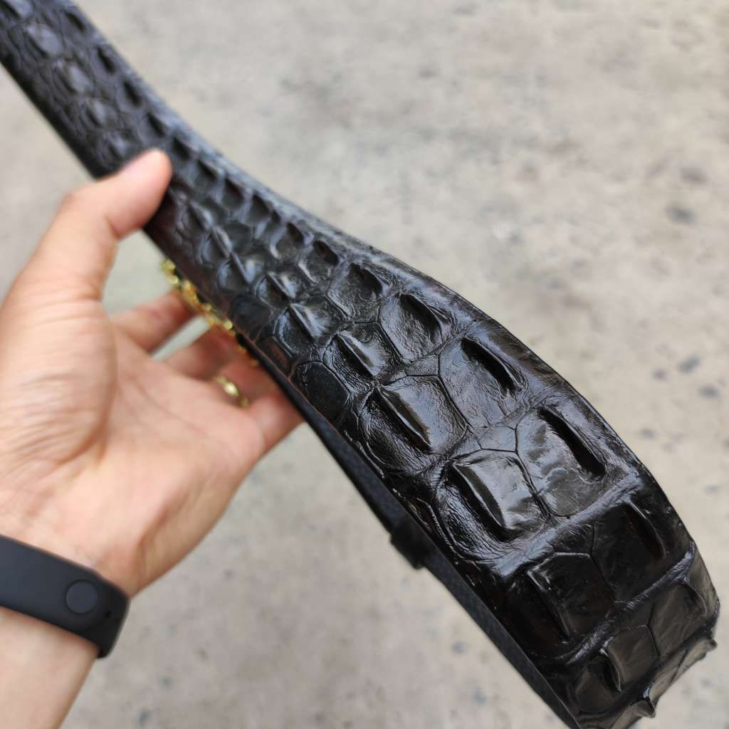 Dây thắt lưng da Cá sấu liền 4cm - Bản lớn phù hợp vòng eo bự! (mặt vàng)