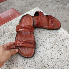 [ĐẸP MÊ LY...] Dép ngang 2 quai da cá sấu thật 100%