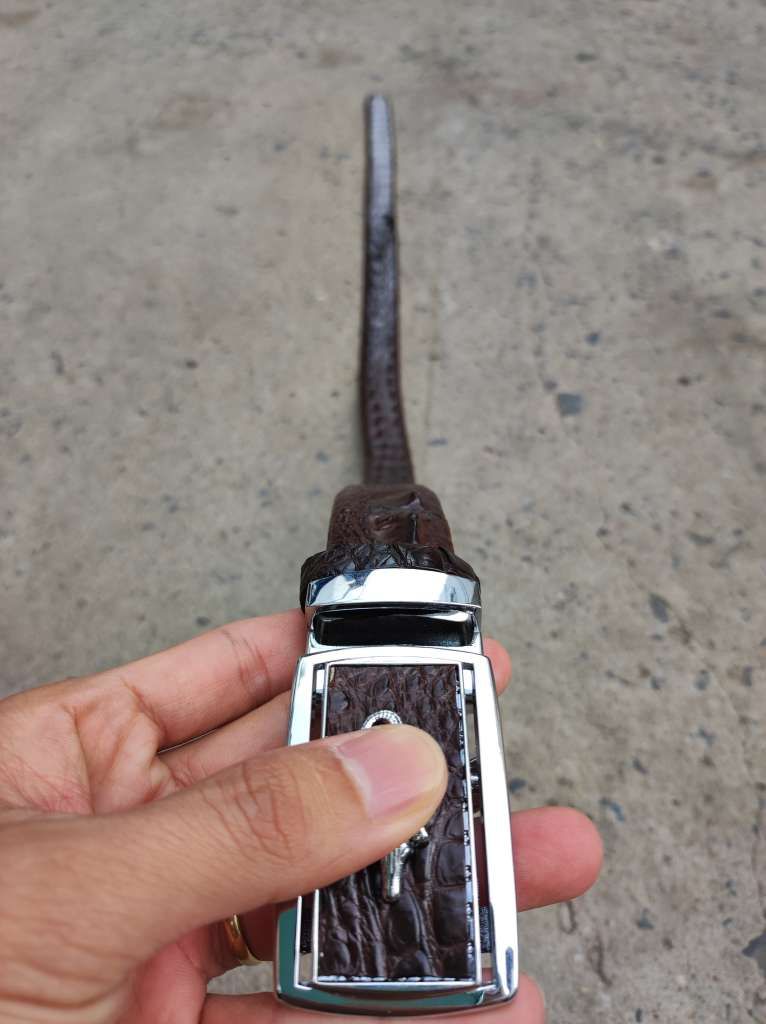 Dây nịt nam gai lưng cá sấu LIỀN NGUYÊN CON N24N1 (Mặt trắng)