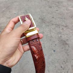 Thắt Lưng Nam Da Cá Sấu Liền Gai Lưng N31ND2 (Mặt vàng)