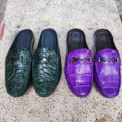 Giày sục nam Da bụng cá sấu màu TÍM thủy chung!