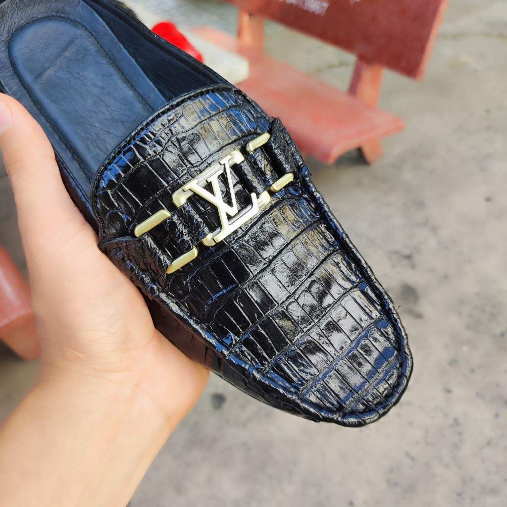 Giày sục nam Da bụng cá sấu có phối phụ kiện đẳng cấp!