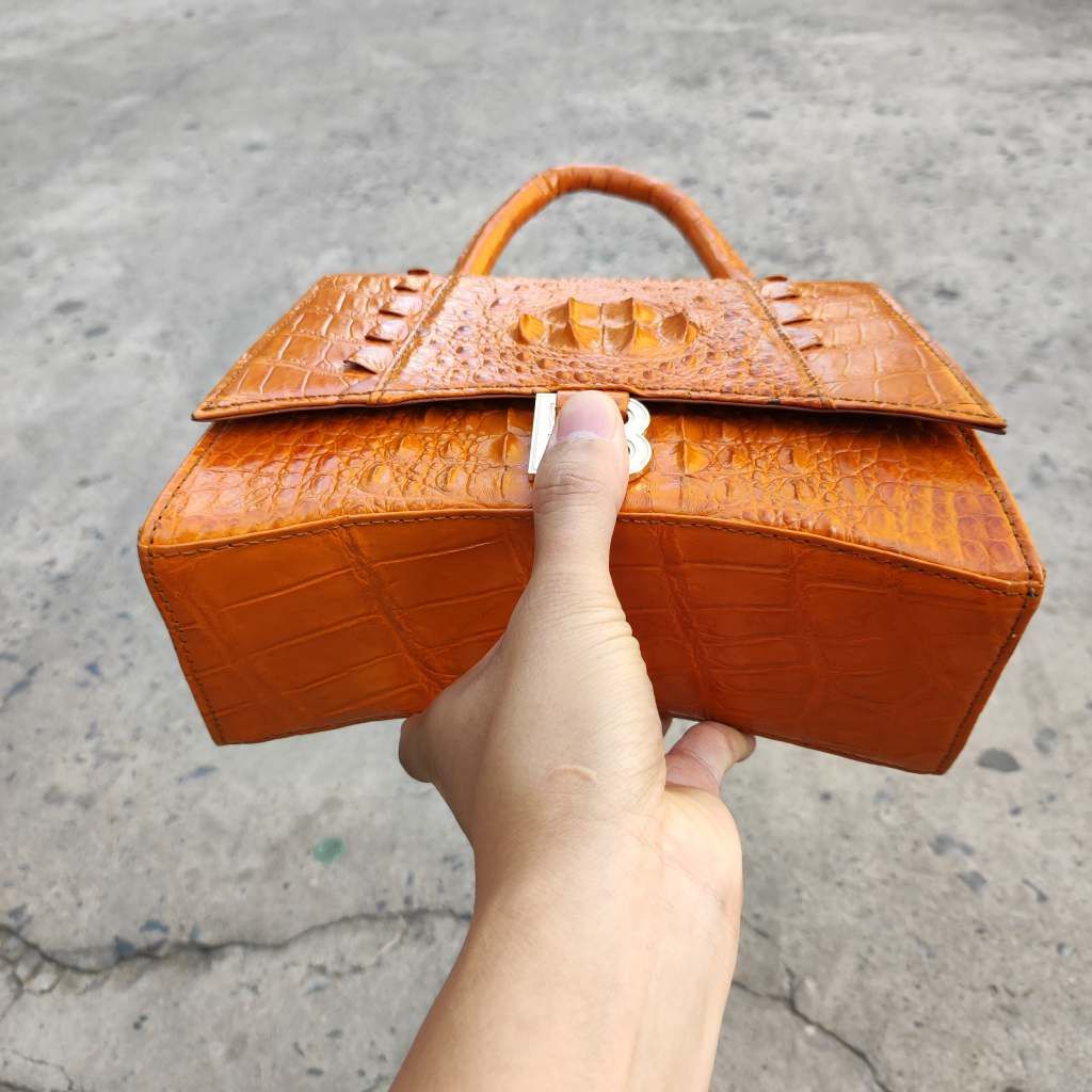 Túi đeo túi xách nữ Da cá sấu màu vàng đẹp nổi bật!