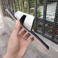 Dép ngang Nữ da cá sấu bạch tạng hiếm!