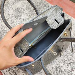 Túi xách cá sấu nữ màu Xám tro đẹp khó cưỡng. Size lớn 30cm!