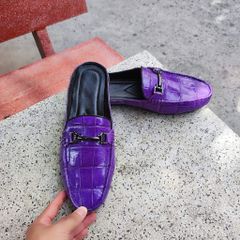 Giày sục nam Da bụng cá sấu màu TÍM thủy chung!