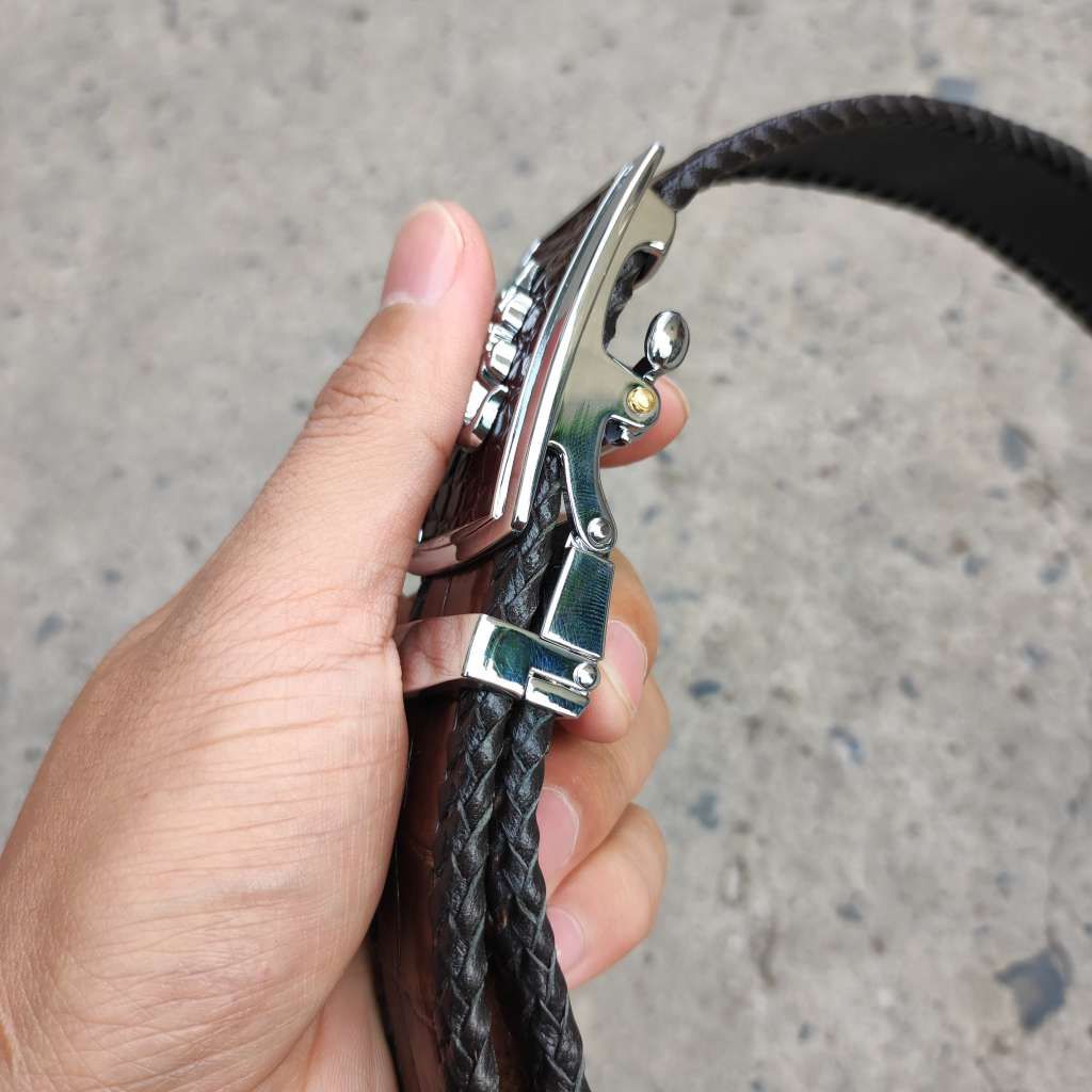 Thắt Lưng Cá Sấu [DÂY LIỀN NGUYÊN CON] Đan Viền Thủ Công Đẹp Bền Bỉ - TS131B (Mặt trắng)