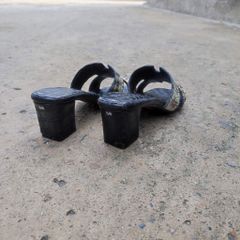 Dép cao gót Nữ Da Cá Sấu Nguyên Thủy. Gót vuông 5cm vừa vặn!