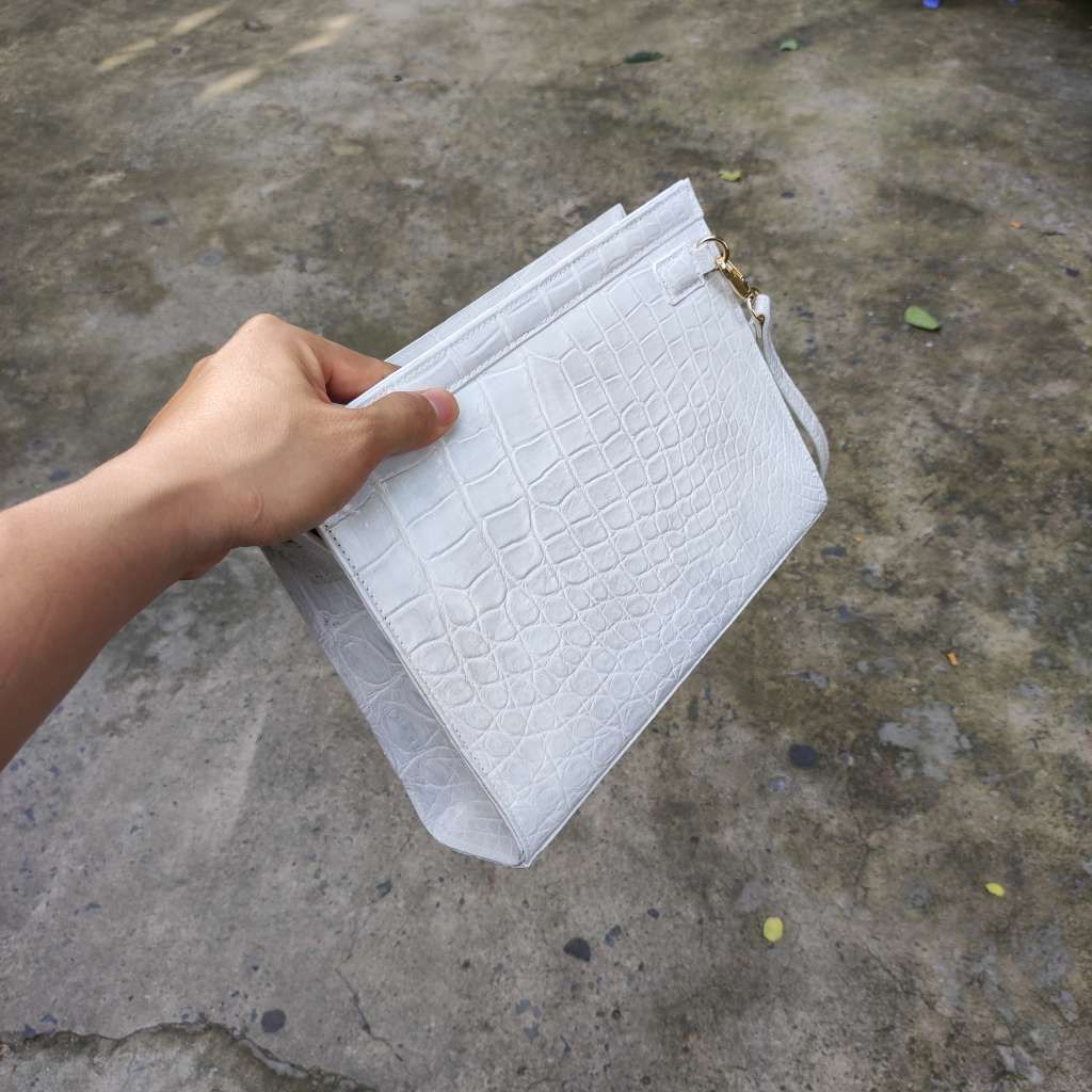 [ĐẶC BIỆT...] Kẹp nách Da Bụng Cá Sấu bạch tạng. Phiên bản có khóa số bảo mật!