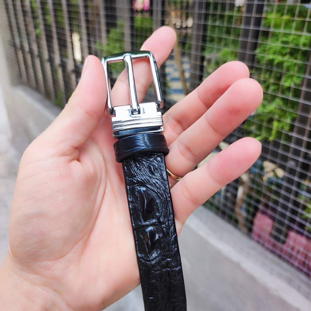 Thắt lưng nữ Da cá sấu liền. Đầu khóa kim đục lỗ!