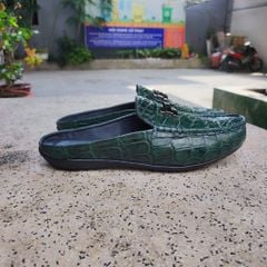 Giày sục Da bụng cá sấu Xanh rêu đẹp lạ mắt!