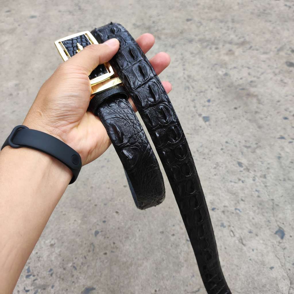 BIG SALE..! Thắt Lưng Cá Sấu CÓ GÙ RẤT ĐẸP TS106V (mặt vàng)
