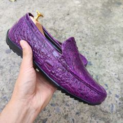Giày lười nam Màu tím thủy chung. Da bụng cá sấu siêu mềm!