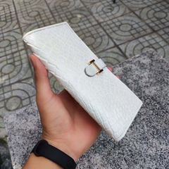 Ví nữ gấp 2. Da cá sấu trơn Màu trắng bạch tạng!