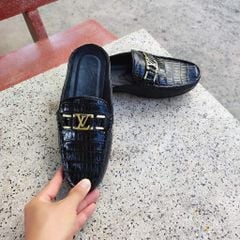 Giày sục nam Da bụng cá sấu có phối phụ kiện đẳng cấp!