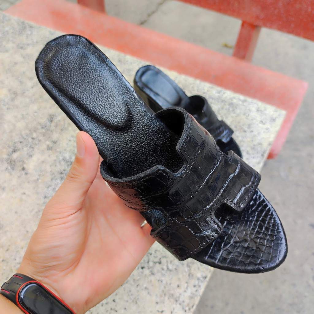 Dép Nữ gót siêu cao 10cm. Full da cá sấu trừ lót lòng chân!