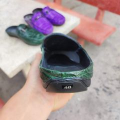 Giày sục Da bụng cá sấu Xanh rêu đẹp lạ mắt!