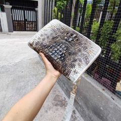 Kẹp nách Size lớn 2 khóa đựng siêu nhiều đồ. Cá sấu nguyên thủy đẹp chất mộc mạc!