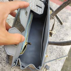 Túi xách cá sấu nữ màu Xám tro đẹp khó cưỡng. Size lớn 30cm!
