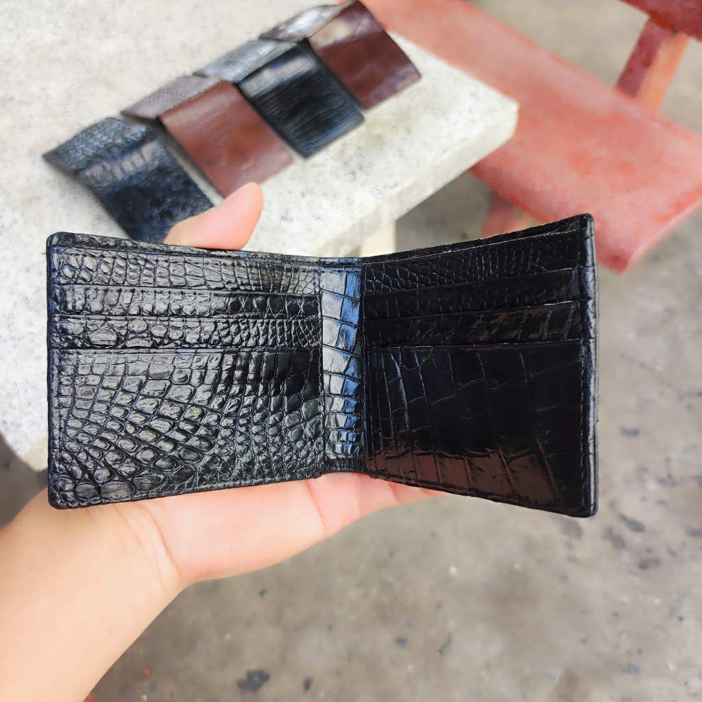 Ví cá sấu 2 mặt Size 10.5*8.5 cm NHỎ GỌN. Gai lưng cá sấu rất đẹp!