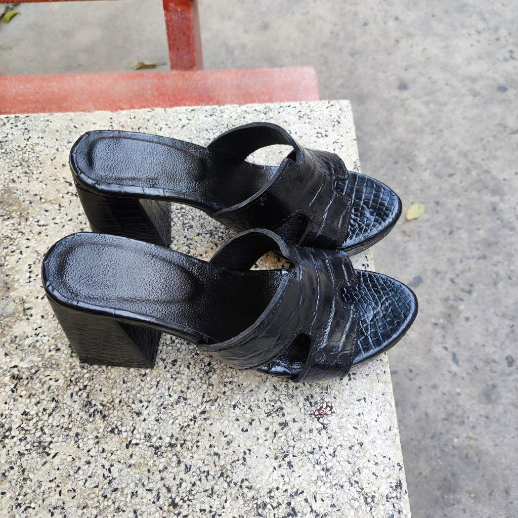 Dép Nữ gót siêu cao 10cm. Full da cá sấu trừ lót lòng chân!
