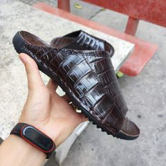 Dép quai ngang Da bụng cá sấu đẹp lịch sự!