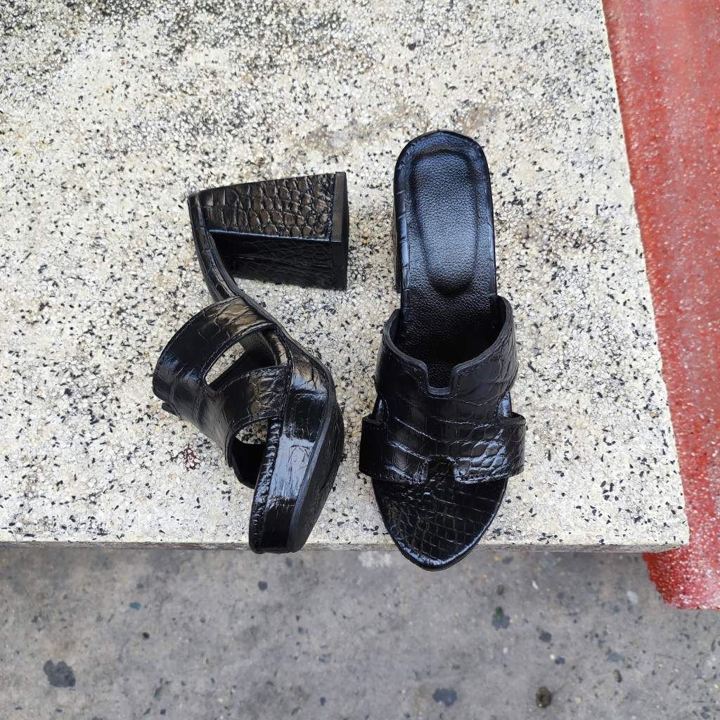 Dép Nữ gót siêu cao 10cm. Full da cá sấu trừ lót lòng chân!