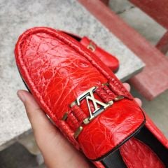 Giày nam Da cá sấu đỏ tươi nổi bật. Kiểu dáng trẻ trung thời thượng!