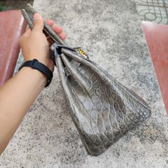 Túi xách cá sấu nữ màu Xám tro đẹp khó cưỡng. Size lớn 30cm!
