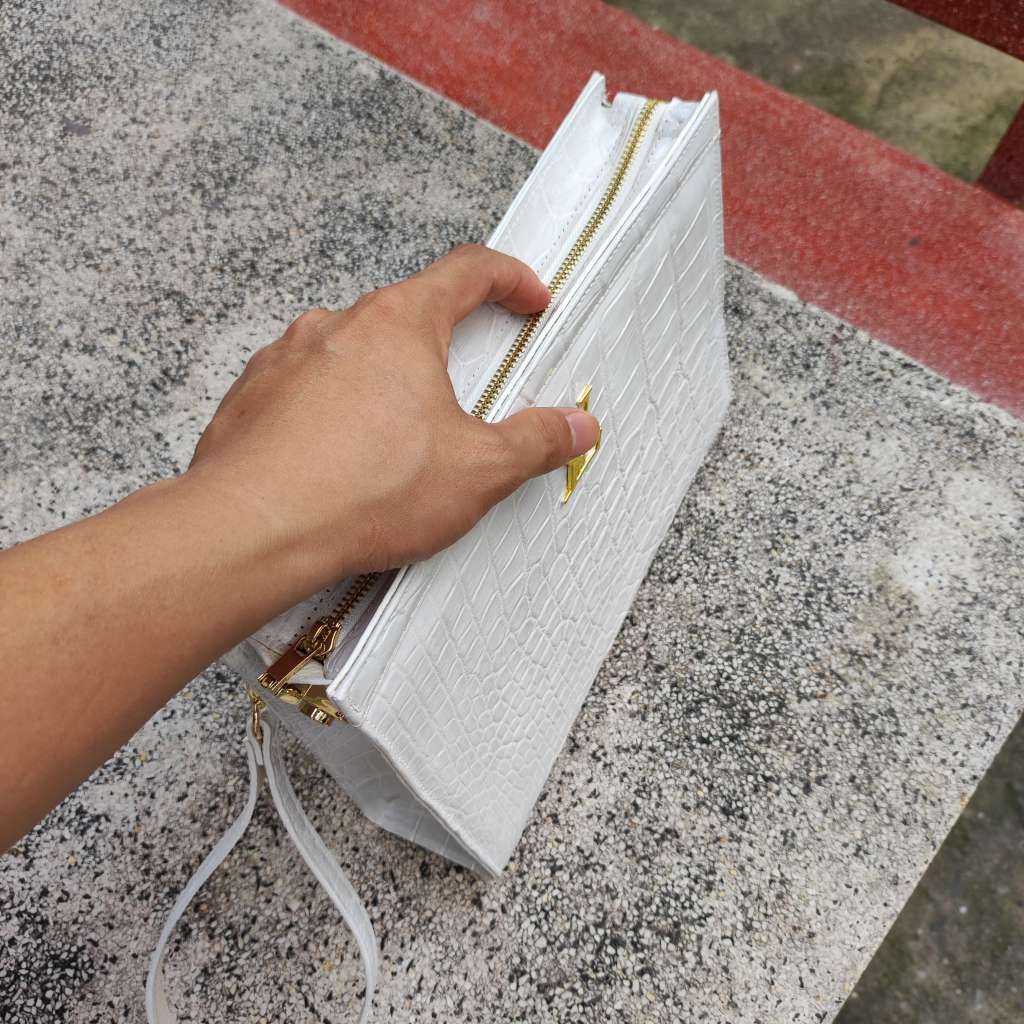 [ĐẶC BIỆT...] Kẹp nách Da Bụng Cá Sấu bạch tạng. Phiên bản có khóa số bảo mật!