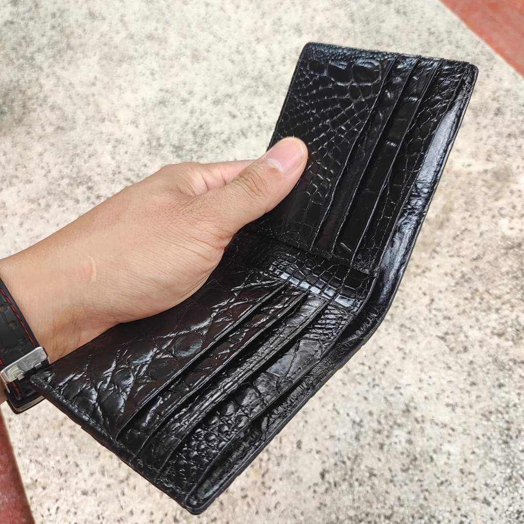 Ví cá sấu 2 mặt Size NHỎ 10.5*8.5 cm. Gai đuôi cá sấu rất bền!