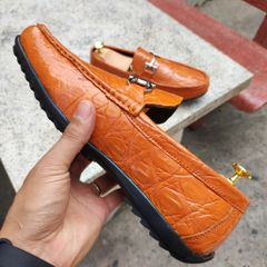 Giày lười nam Da hông cá sấu lớn siêu bền!