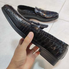 Giày tây không dây Da bụng cá sấu. Đính phụ kiện Sang Trọng!