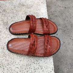 [ĐẸP MÊ LY...] Dép ngang 2 quai da cá sấu thật 100%