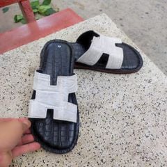 Dép chữ H da bụng cá sấu BẠCH TẠNG siêu bền!