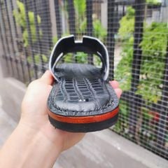 Dép chữ H da bụng cá sấu BẠCH TẠNG siêu bền!