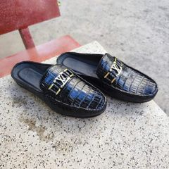 Giày sục nam Da bụng cá sấu có phối phụ kiện đẳng cấp!