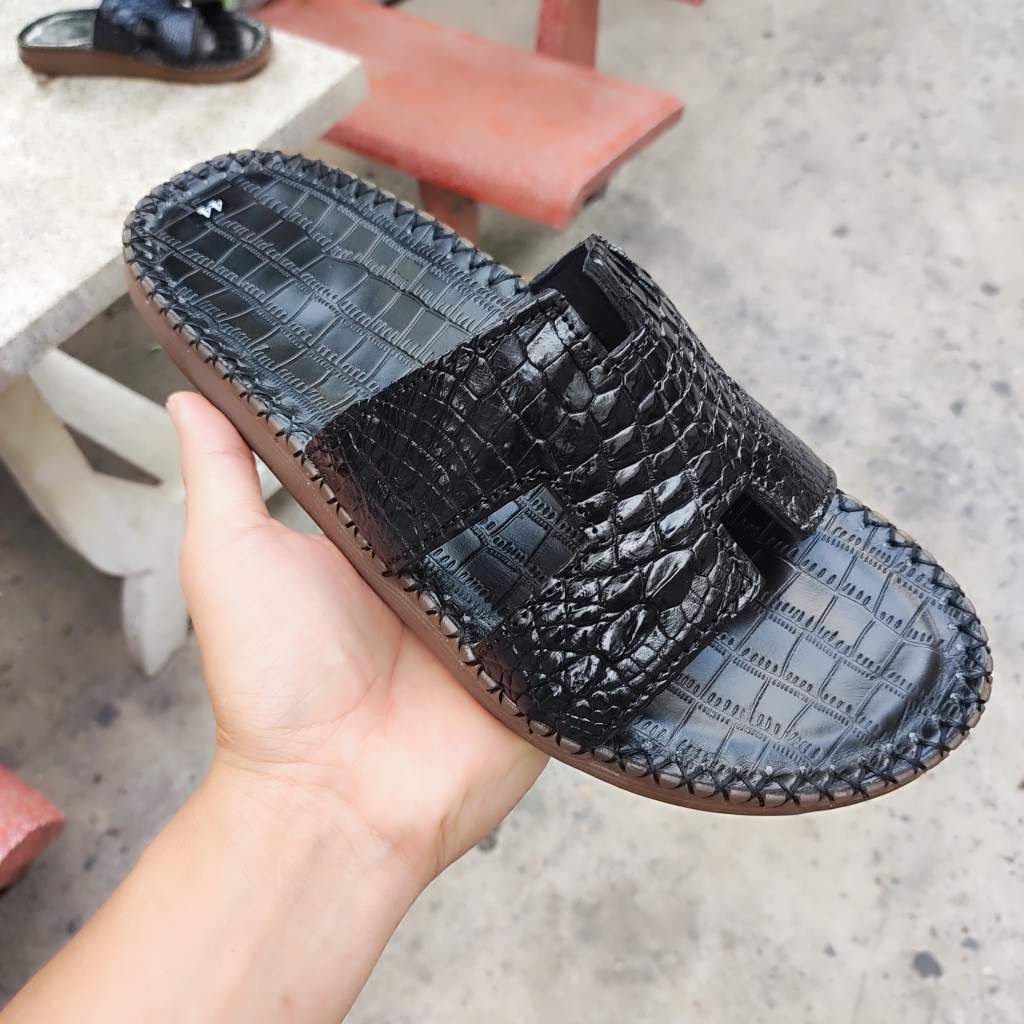 Dép ngang da cá sấu trơn rất mềm và bền [ĐẾ CAO 2.5cm]
